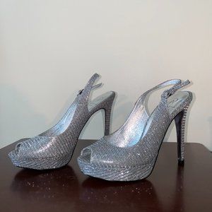 Adrianna Papell Silver Peep-toe heels